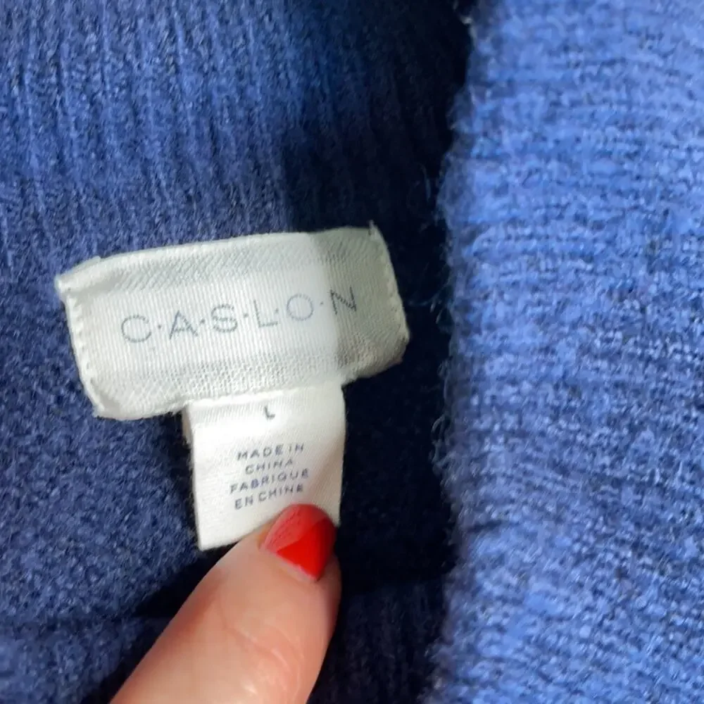 Caslon Women's Dark Blue Long Sleeve Mock Turtleneck Sweater Size Large